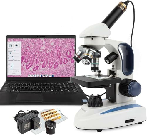 AmScope M158C-2L-E2 Compound Monocular Microscope, 2MP Camera - style: M158C-2L-E2