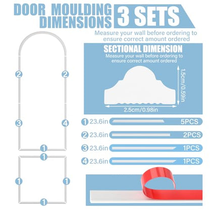 Colingmill 3 Set 24 x 64 Inch Arch Wall Molding Kit Peel Stick Arch Premade Accent Wainscoting Panel Wall Panel Decor Pre Cut Trim Kit for Home Walls Molding DIY Living Room Decor(Classic Style) - size: 24 x 64 Inch, style: Classic Style