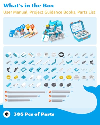 WhalesBot D3 Pro 12-in-1 STEM Wecode Pad Coding Robot Kit for Kids, 388-Piece Educational Building Set with Interactive Storytelling, Ideal Toy for Boys & Girls Ages 6-8 - style: WhalesBot D3 Pro Coding Robot