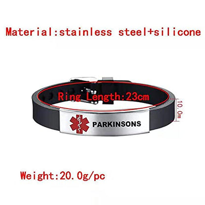 KunBead Medical Alert Bracelets for Women Adjustable Stainless Steel Silicone Emergency Awareness Medical ID Bracelet Wristband - style: COPD