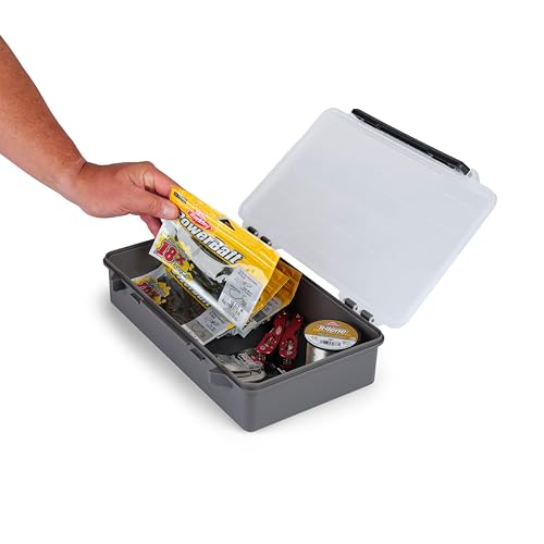 Plano StowAway 3700 Deep Open Stow Tackle Box, with Corrosion-Preventive Rustricor, Single Latch Design, Transparent DuraView Lid, Stackable Storage for Fishing Bait, Lures and Gear - size: 3700 Deep Open, style: New Model