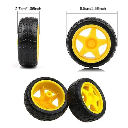 8 Pack TT Motor Wheels Replacement Smart Car Robot Wheel Tyres 1:48 Model Gear Spare Parts for Gearbox RC Chasis Arduino DIY Kit Remote Control Cars Rubber Tire