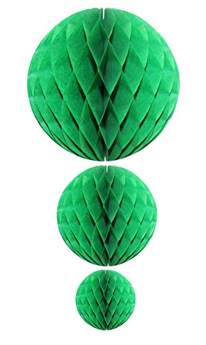 Light Green Honeycomb Balls, Set of 3 (12 inch, 8 inch, 5 inch) - color: Light Green