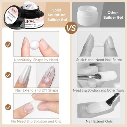 3D Sculpting Gel for Nail Art, 60g Large Capacity Pearl White - color: Pearl White