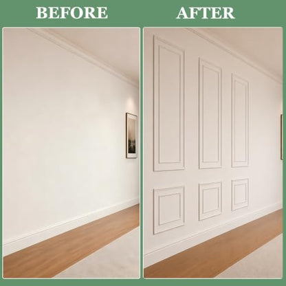Peel and Stick Wall Molding Kit, Pre Cut Bilinear Frame Wainscoting Panel - color: 24"x54"+13.5"x44"