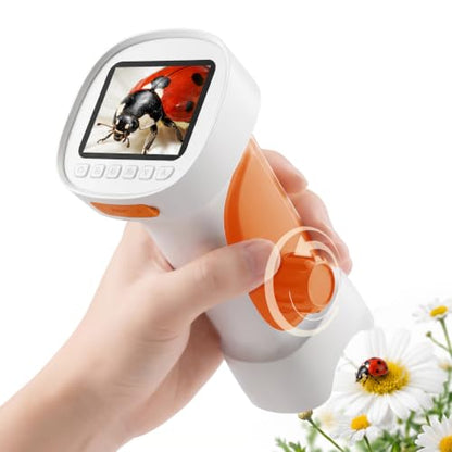 4K 1000X Handheld Digital Microscope for Kids with 2.4" IPS Screen - color: Orange