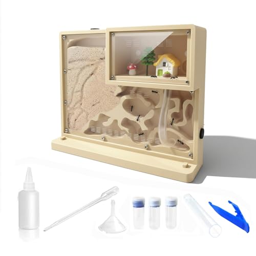 Sand Ant Farm Castle for Kids,Live Ant Habitat Kit with Nutrient Sand - Interactive Ant Colony Observation Terrarium STEM Educational Science Kit for Adults, Students (Yellow)