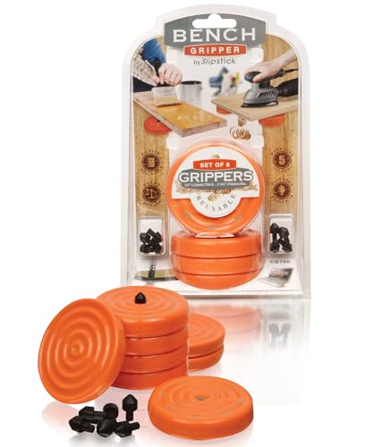 Slipstick CB700 Universal Bench Grippers with Non Slip Grip Surface for Woodworking, Painting, Leveling, Raising, & Supporting (Set of 8 Stackable Grippers) 2-3/4” Round x ½” Tall - Orange - size: 8 Pack