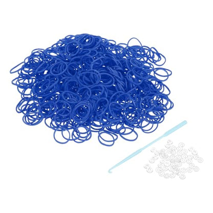 uxcell 600Pcs Loom Rubber Band, Bracelet Making Refill Kit Elastic Loom Band with 25Pcs S-Clips and 1Pcs Crochet Hooks for Weaving DIY Handcrafts, Dark Blue - color: Dark Blue