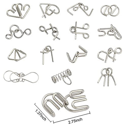 IQ Toys, Metal IQ Puzzle Set of 24, IQ Test Mind Game Toys Brain Teaser Metal Wire Puzzles Magic Trick Toy