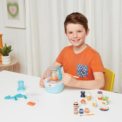 Make It Real Mini Pottery Studio - 26-Piece DIY Pottery Kit with Mess-Free Air Dry Clay - Create 10 Miniature Projects, Beginner to Master Levels - Innovative Centering Tool - Great for Kids Ages 8 - style: Standard