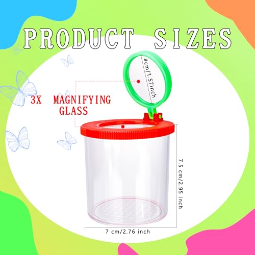5 Pcs Insert Bug Viewer Magnifier Bug Catcher Cage Box Magnifying Container Critter Collection Kit for Outdoor Science Exploration Tool