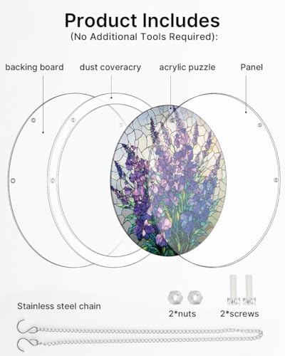 Acrylic Jigsaw Puzzle Suncatcher - Violet Garden - color: Violet Garden, size: S-7.4in*7.4in