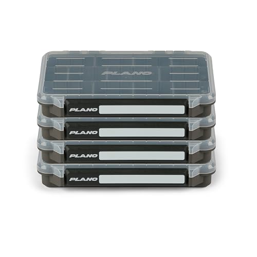Plano StowAway 3600 Stow Tackle Box with Corrosion-Preventive Rustricor, 4-Pack, Single Latch Design, Transparent DuraView Lid, Stackable Storage for Fishing Bait, Lures and Gear - size: 3600 4-Pack, style: New Model