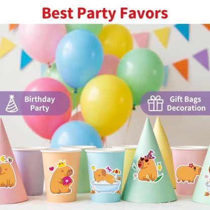 Capybara Make-a-Face Stickers 24 Sheets, Kids Party Crafts & Decor - color: Capybara