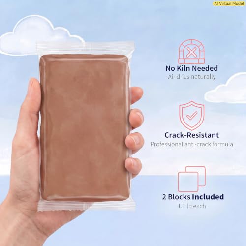 ZEHIQ Air Dry Clay-2.2lb Natural Terracotta Pottery Clay for Craft Projects - color: terracotta