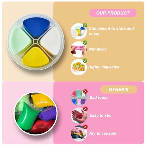 Air Dry Clay Kit for Kids – 12 Pcs, 4 Colors, Non-Toxic Craft Gift