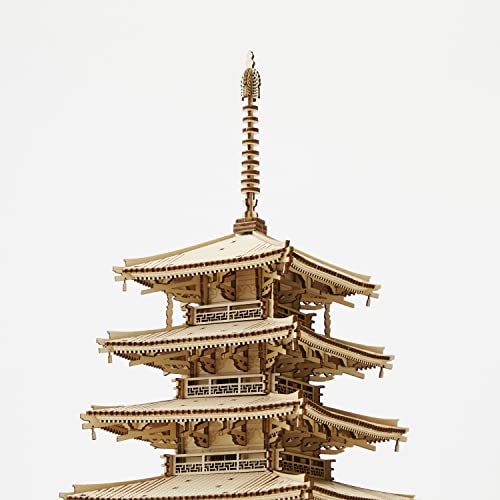 Five-storied Pagoda Wooden Architecture 3D Puzzle - Fun DIY Wood Craft Kits - Ideal Gift for Birthdays and Party Favors - style: Pagoda