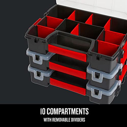 CRAFTSMAN Storage Organizer,Small Parts Organizer with 10-Compartments,Lid Includes Secure Latch (CMST60964M), (Pack of 6) - size: 6 Pack (11.5" L x 2.5" W x 8.5" H), style: Triple Pack