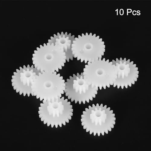 MECCANIXITY 10 Pcs Plastic Gears 24 Teeth Plastic Motor Gear Model 24102B Reduction Gear for RC Car Model DIY Robot (White, Module 0.5) - style: 24 Teeth