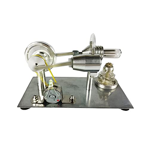 Qing Shuang Stirling Engine steam Engine Physics Experiment Popular Science Invention Toy Model Motor Model Educational Toy Generator Colorful LED, Silver, LxWxH 6.45×3.3×3.8