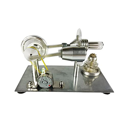 Qing Shuang Stirling Engine steam Engine Physics Experiment Popular Science Invention Toy Model Motor Model Educational Toy Generator Colorful LED, Silver, LxWxH 6.45×3.3×3.8