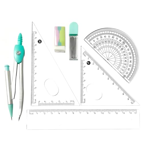 Compass Geometry Tool Protractor and Compass Set with Rulers Math 7 Piece