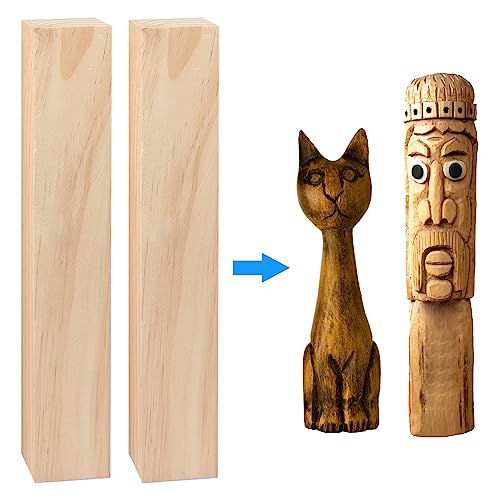 10 Pack Basswood Carving Blocks, 12x2x2 Inches Basswood Blocks for Beginner to Advanced Carvers, Ideal for DIY Projects and Gifts, Soft and Smooth, Easy Whittling and Carving,by GNIEMCKIN - size: 10 Pack 12x2x2 Inches