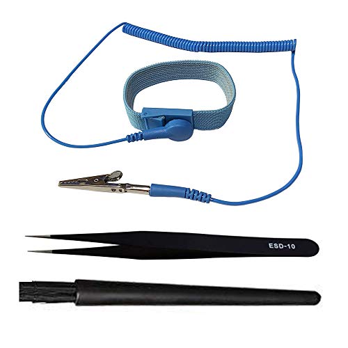 Anti-Static Mat Work Mat Repair Work Mat and 3 Auxiliary Tools, Anti-Static Wrist and Tweezers and Brush 932°F Heat Resistant 15.9” x 12” inch Grey