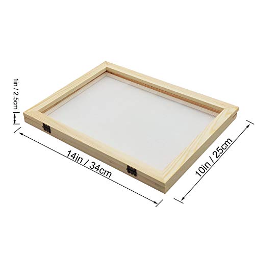 Worown A4 Size Paper Making Screen, Natural Wooden Paper Making Frame, 10 x 14 inch Wood Mould & Deckle for DIY Crafts - size: 10*14 inch