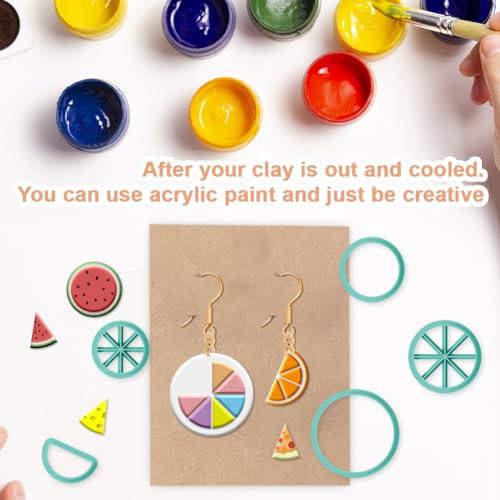 18Pcs Wheel Polymer Clay Cutters Fruit Clay Earrings Cutters Polymer Round Jewelry Cutter for Earrings Making Birthday Party DIY Supplies - color: Circular
