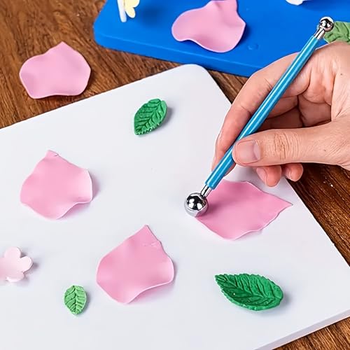 Cake Decorating Tool Set, 12 Pcs Plastic and Stainless Steel Fondant Tool, Clay Sculpting Tools Kits and Pottery Sculpture Tools (12)