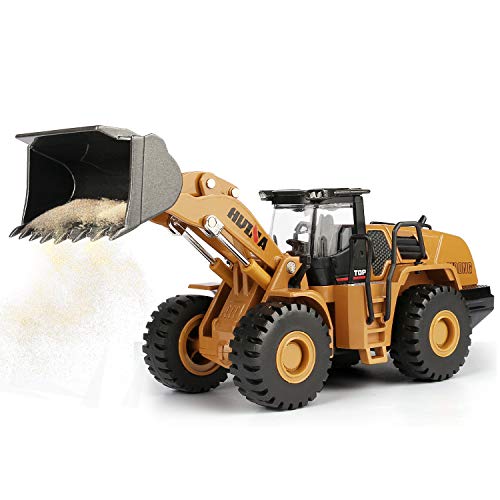 1/50 Scale Diecast Four Wheel Loader Truck Toy, Metal Construction Equipment Bulldozer Models for Kids (Wheel Loader) - style: Wheel Loader