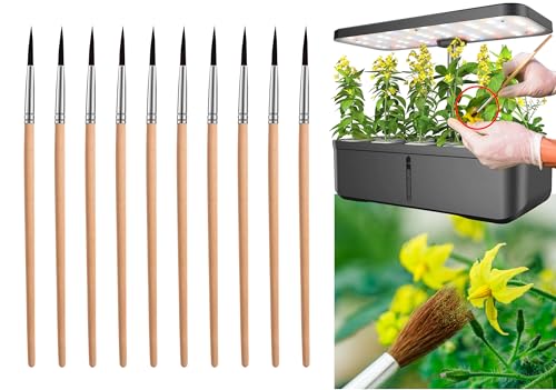 Pollinating Brush for Indoor Hydroponic Garden, Pollination Brushes for Flowering Plants in Greenhouse, Pollinator Brush with Soft Wool for Tomatoes, Peppers, Strawberries, Cucumbers (10 Pack)