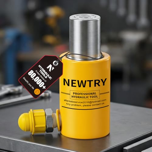 NEWTRY 10T Short Hydraulic Ram Jack, 2" Stroke Porta Power Ram Auto Retract - size: 10T