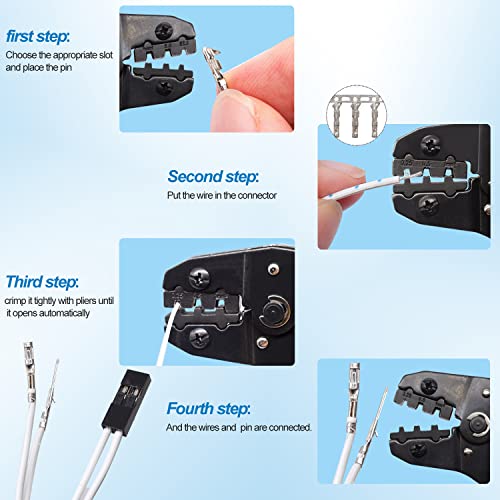 Taiss Dupont Crimping Tool Kit with 600PCS 2.54mm Dupont Connector Kit SN-28B Ratcheting Wire Crimper Plier,1/2/3/4/5/6/7 Pin Housing Dupont Connector Male Female Pin Header Crimp Terminal AWG28-18 - style: 600PCS kit