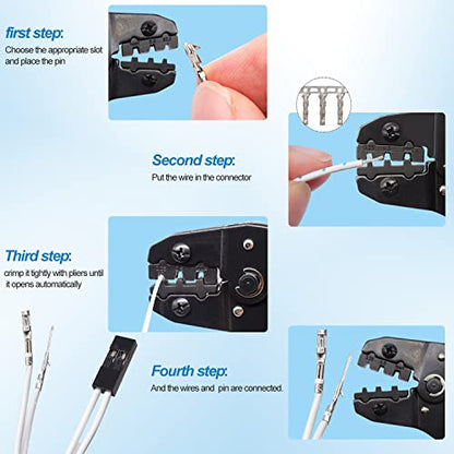 Taiss Dupont Crimping Tool Kit with 600PCS 2.54mm Dupont Connector Kit SN-28B Ratcheting Wire Crimper Plier,1/2/3/4/5/6/7 Pin Housing Dupont Connector Male Female Pin Header Crimp Terminal AWG28-18 - style: 600PCS kit
