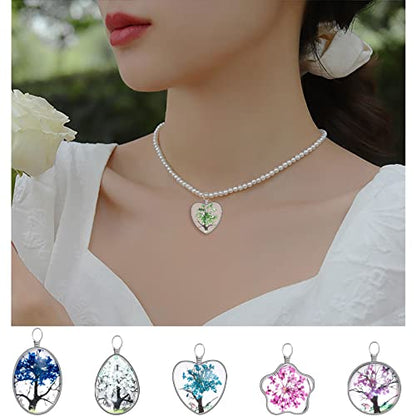 20Pcs 5Styles Dried Flower Tree Pendant Plant Pressed Flower Charms Mix Lacework Transparent Resin Beads Charms for DIY Necklace Bracelet Jewelry Making