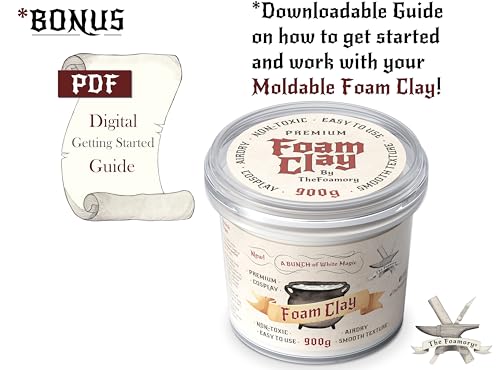 The Foamory White Cosplay Foam Clay (900g) High Density Air Dry Craft Clay - color: White, size: 900g