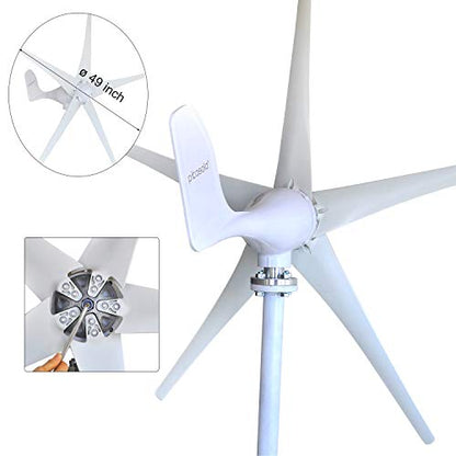 Wind Turbine Generator Kit 400W 24V with 5 Blade, Wind Generator Kit with Charge Controller, Wind Power generator for Marine, RV, Home, Windmill Generator Suit for Hybrid Solar Wind System