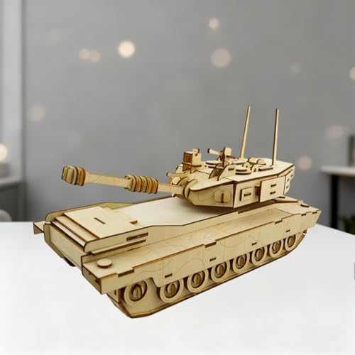 3D Wooden Puzzles Laser Engraving DIY Safe Assembly Constructor Kit Toy for Teens and Adults (Tank)