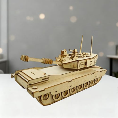 3D Wooden Puzzles Laser Engraving DIY Safe Assembly Constructor Kit Toy for Teens and Adults (Tank)