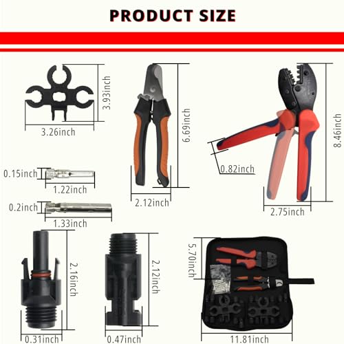 Solar Crimper Stripper Kit with 12 Connectors - color: Mc4-12set-with Stainless Steel Scissor