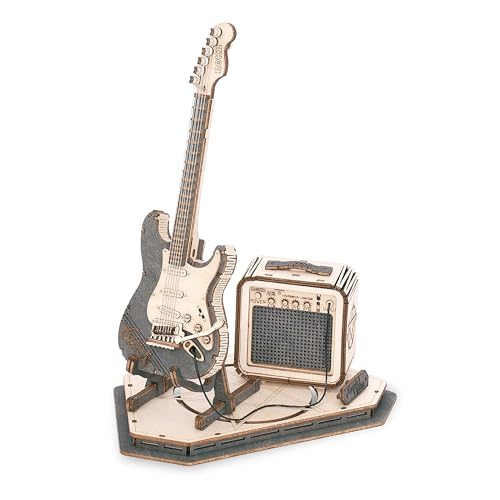 ROKR 3D Puzzles for Adults Wooden Craft Kits Musical Instrument Model Kit Collectibles Home Desk Room Decor (Electric Guitar)