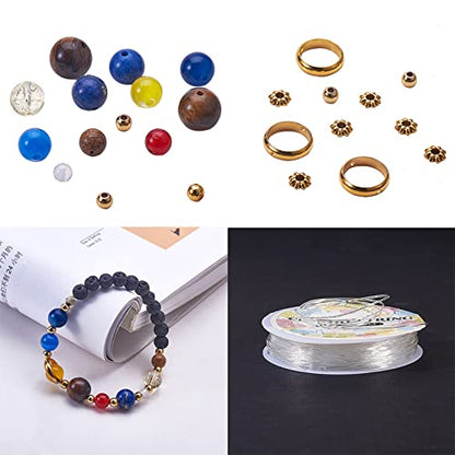 SUNNYCLUE 1 Box 310Pcs DIY Multilayer Solar System Bracelet Making Kit Natural Gemstone Universe Galaxy Nine Guardian Planets Necklace Beading Christmas Bracelet Jewelry Making Starter Craft Supplies - color: 6mm 8mm 10mm Beads 12mm Rings Plastic Box