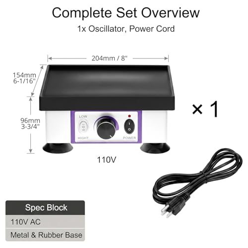 QWORK Lab Vibrator Oscillator Square Shaker 8"x6" - 120W Plaster Vibrator Plate Lab Equipment Machine for Efficient Model Mixing Making (110V)