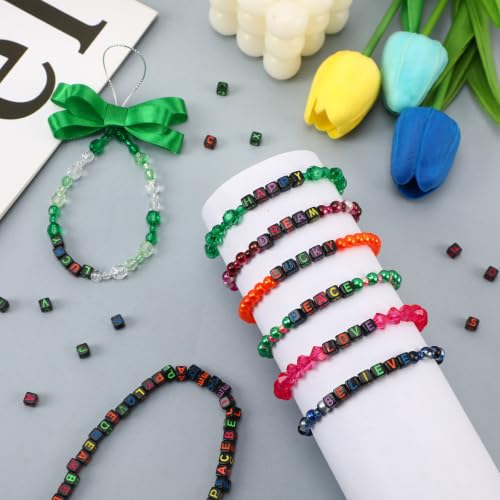 AUGSHY 1400Pcs Black Glow in the Dark Letter Beads Square Bracelet Bead - color: Black Glow in the Dark