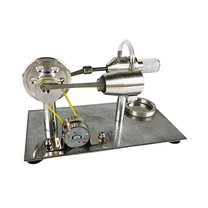 Qing Shuang Stirling Engine steam Engine Physics Experiment Popular Science Invention Toy Model Motor Model Educational Toy Generator Colorful LED, Silver, LxWxH 6.45×3.3×3.8