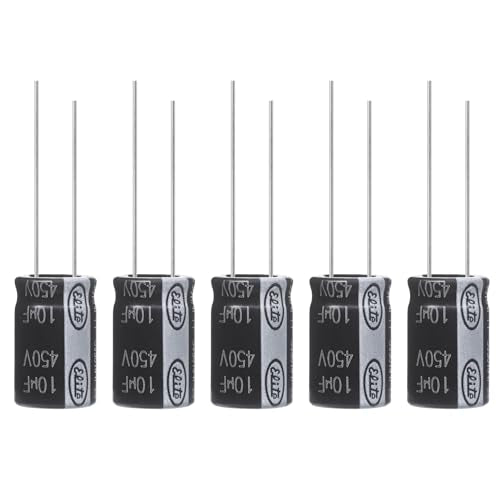 10uF 450V 13x20mm Electrolytic Capacitor 10 UF MFD 450 Volt 0.51x0.79in Aluminum Capacitors (Pack of 5) - style: 10uF 450V 13x20MM