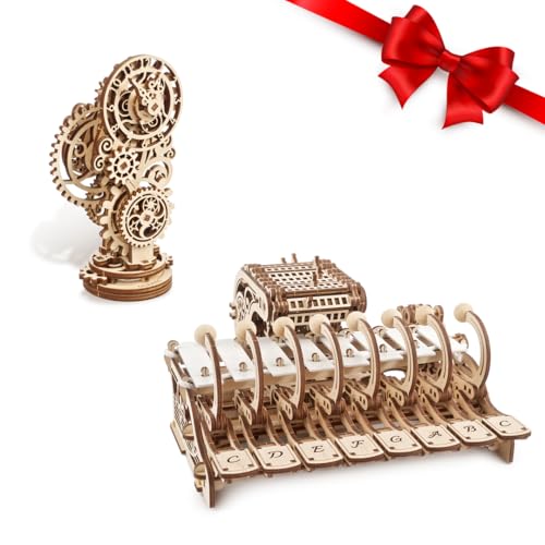 UGEARS Bundles 3D Puzzles - Mechanical Celesta and Steampunk Clock -3D Puzzle Wooden 3-D Puzzles for Adults Model kit DIY Mechanical Puzzles